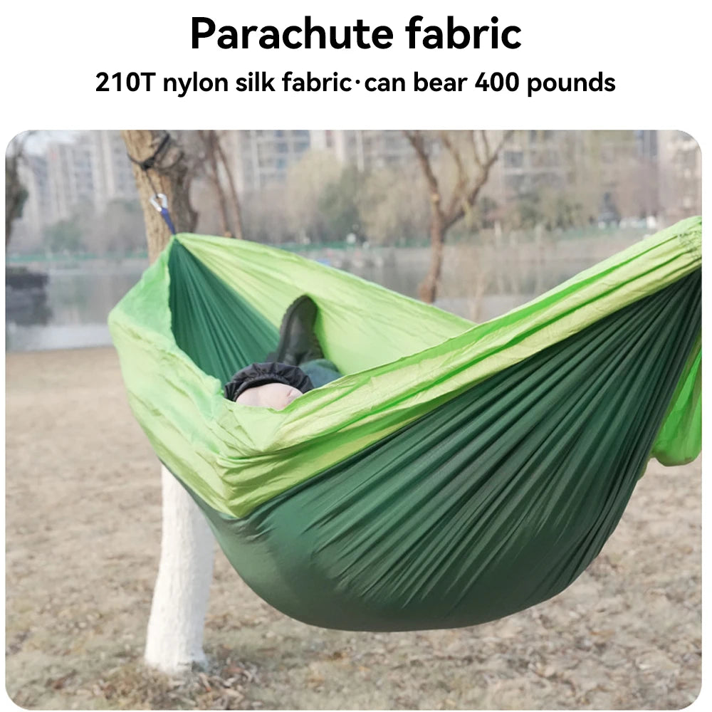 New Camping Hammock Single Person Portable Outdoor With Nylon Color Matching Hammock High Strength Parachute Fabric Hanging Bed