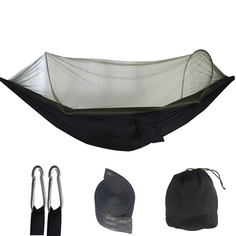 Outdoor Camping Hammock With Mosquito Net Lightweight Hanging Hammocks High Strength Parachute Fabric Hanging Bed Net 250x120cm